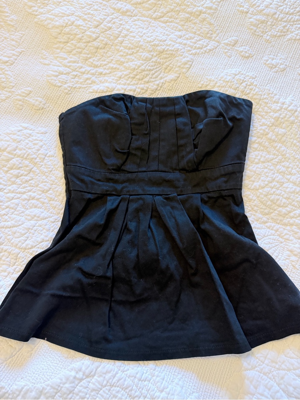 Studio Y Black Strapless Peplum Top